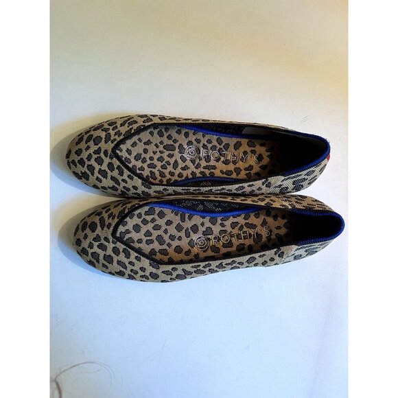 Rothy's 8 The Flat Round Toe Ballet Flat Shoe Cheetah Print Brown Washable - Picture 2 of 11